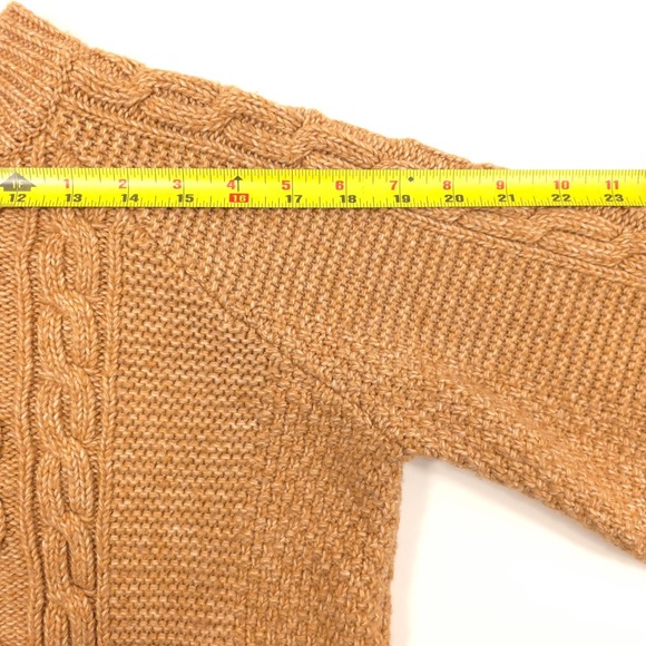 Ann Taylor Womens Sweater M Camel Cable Honeycomb Knit Balloon Sleeve Raglan - Picture 8 of 13
